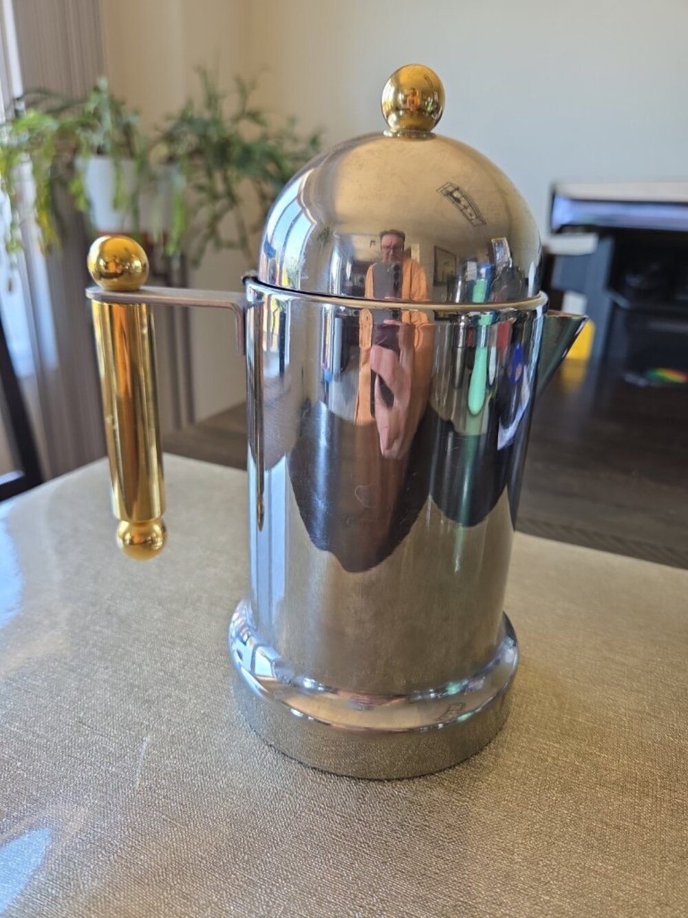 Vev 8”H Vigano Kontessa Coffee/Milk Holder Pot INOX 18/10 stainless steel Italy